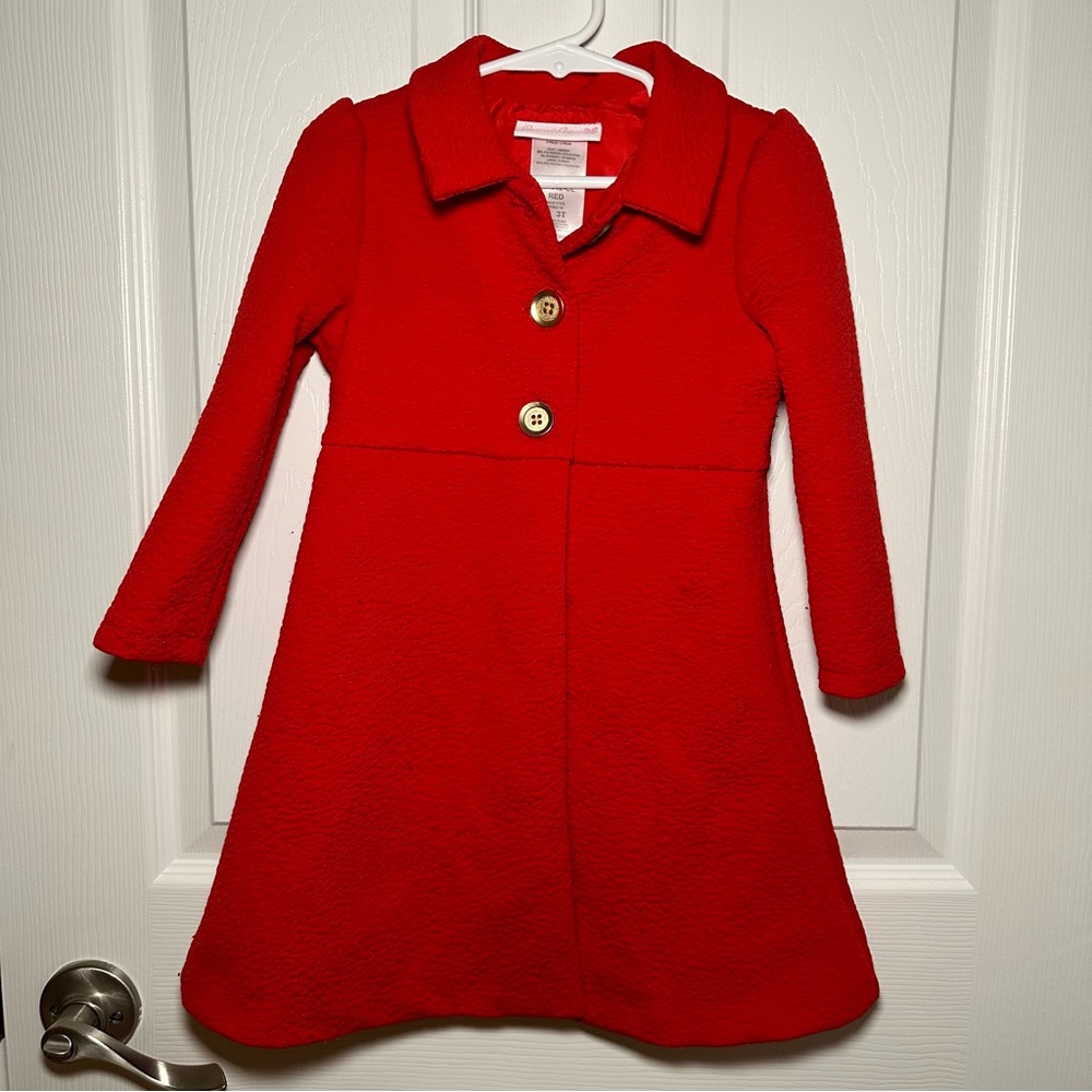 3T Bonnie Jean Red Christmas coat for the holidays